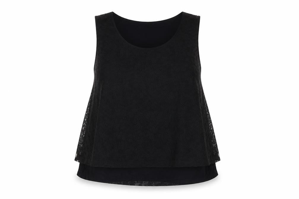 Select Womens Black Polyester Basic Tank Size 12 Round Neck