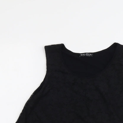 Select Womens Black Polyester Basic Tank Size 12 Round Neck