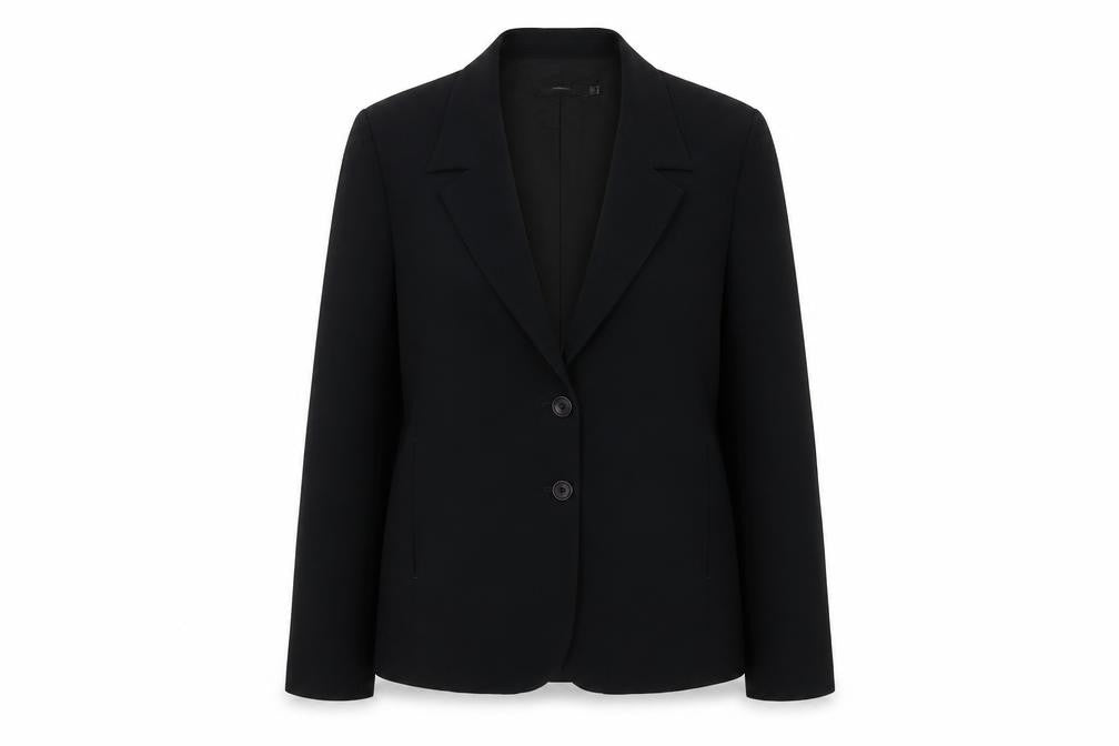 Essentials Womens Black Polyester Jacket Suit Jacket Size 10 - Five-Button Jacket Sleeve