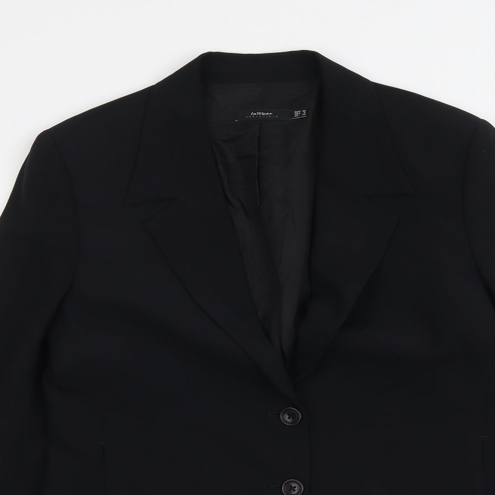 Essentials Womens Black Polyester Jacket Suit Jacket Size 10 - Five-Button Jacket Sleeve