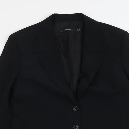 Essentials Womens Black Polyester Jacket Suit Jacket Size 10 - Five-Button Jacket Sleeve
