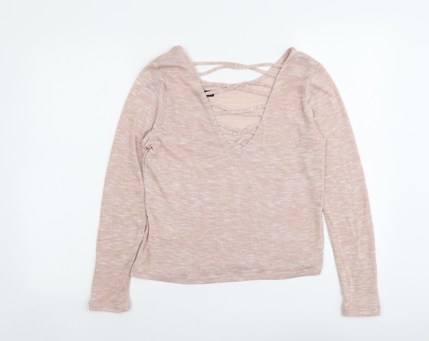 H&M Womens Pink Round Neck Polyester Pullover Jumper Size L