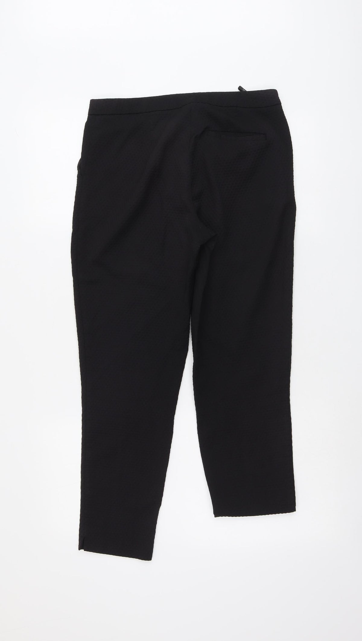 Warehouse Womens Black Polyester Chino Trousers Size 10 L26 in Regular Button - Textured