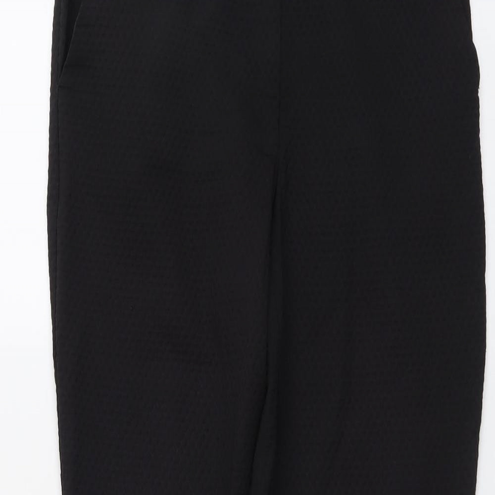 Warehouse Womens Black Polyester Chino Trousers Size 10 L26 in Regular Button - Textured