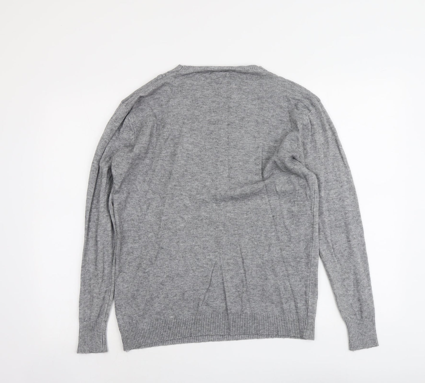 Lin.H.H Womens Grey Round Neck Viscose Pullover Jumper Size M
