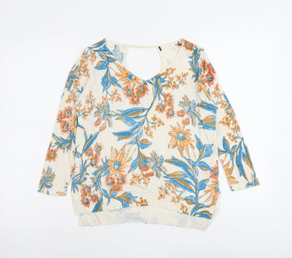 Marks & Spencer Womens Multicoloured V-Neck Floral Viscose Pullover Jumper Size 10