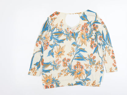 Marks & Spencer Womens Multicoloured V-Neck Floral Viscose Pullover Jumper Size 10