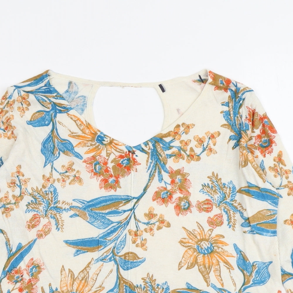 Marks and Spencer Womens Multicoloured V-Neck Floral Viscose Pullover Jumper Size 10
