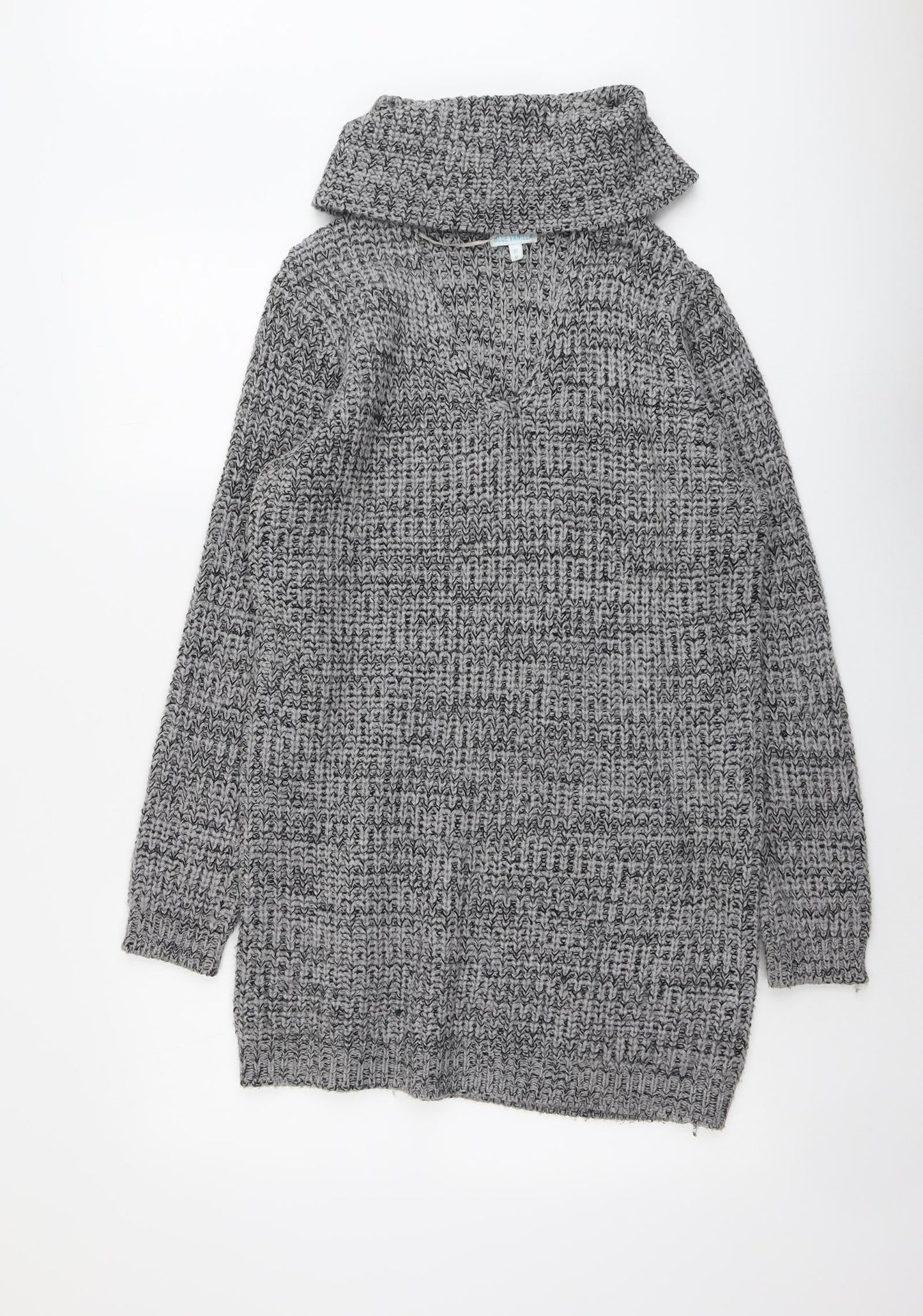 Blue Vanilla Womens Grey Roll Neck Acrylic Pullover Jumper Size 12