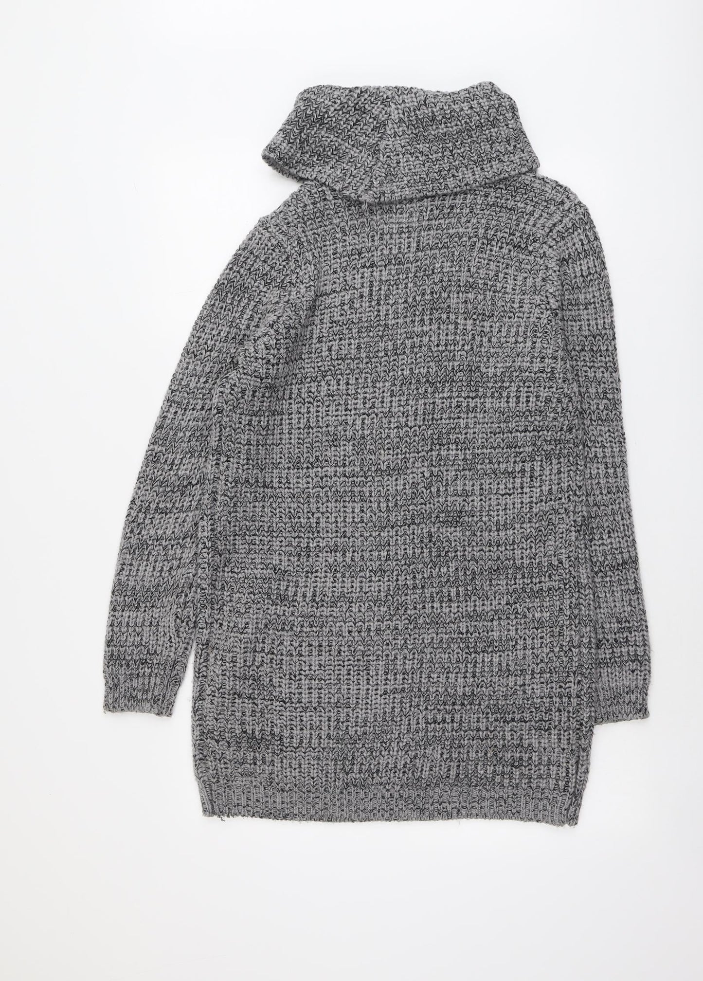Blue Vanilla Womens Grey Roll Neck Acrylic Pullover Jumper Size 12