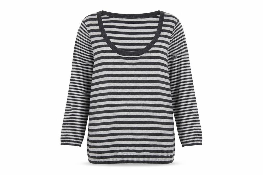 Gap Womens Grey Scoop Neck Striped Acrylic Pullover Jumper Size S