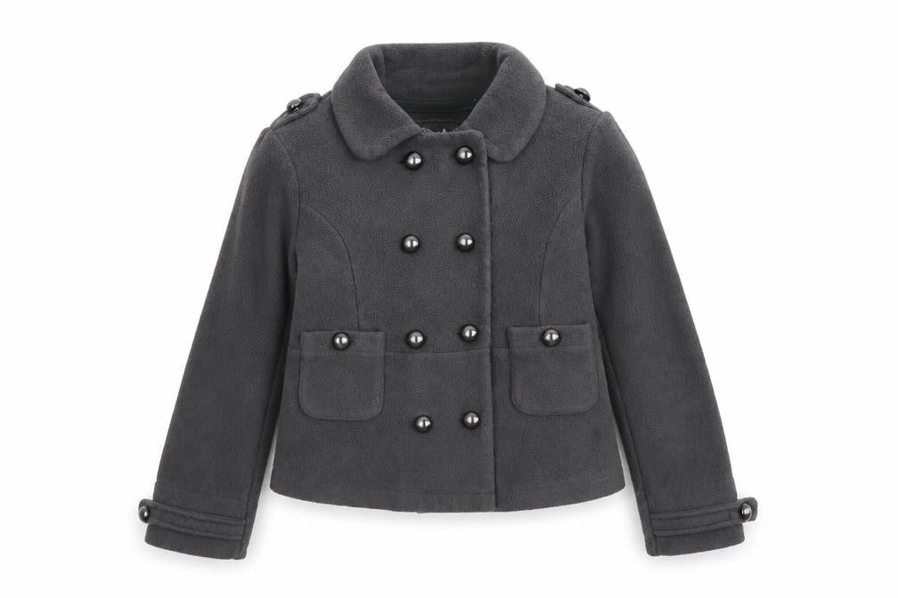 NEXT Girls Grey Military Jacket Jacket Size 9 Years Button