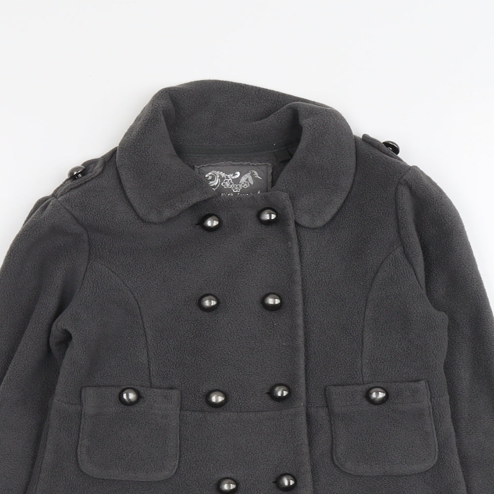 NEXT Girls Grey Military Jacket Jacket Size 9 Years Button