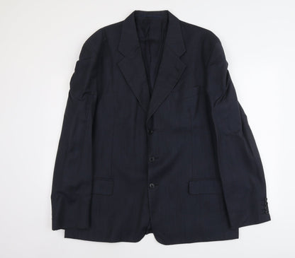Blazer Mens Blue Wool Jacket Suit Jacket Size L Regular