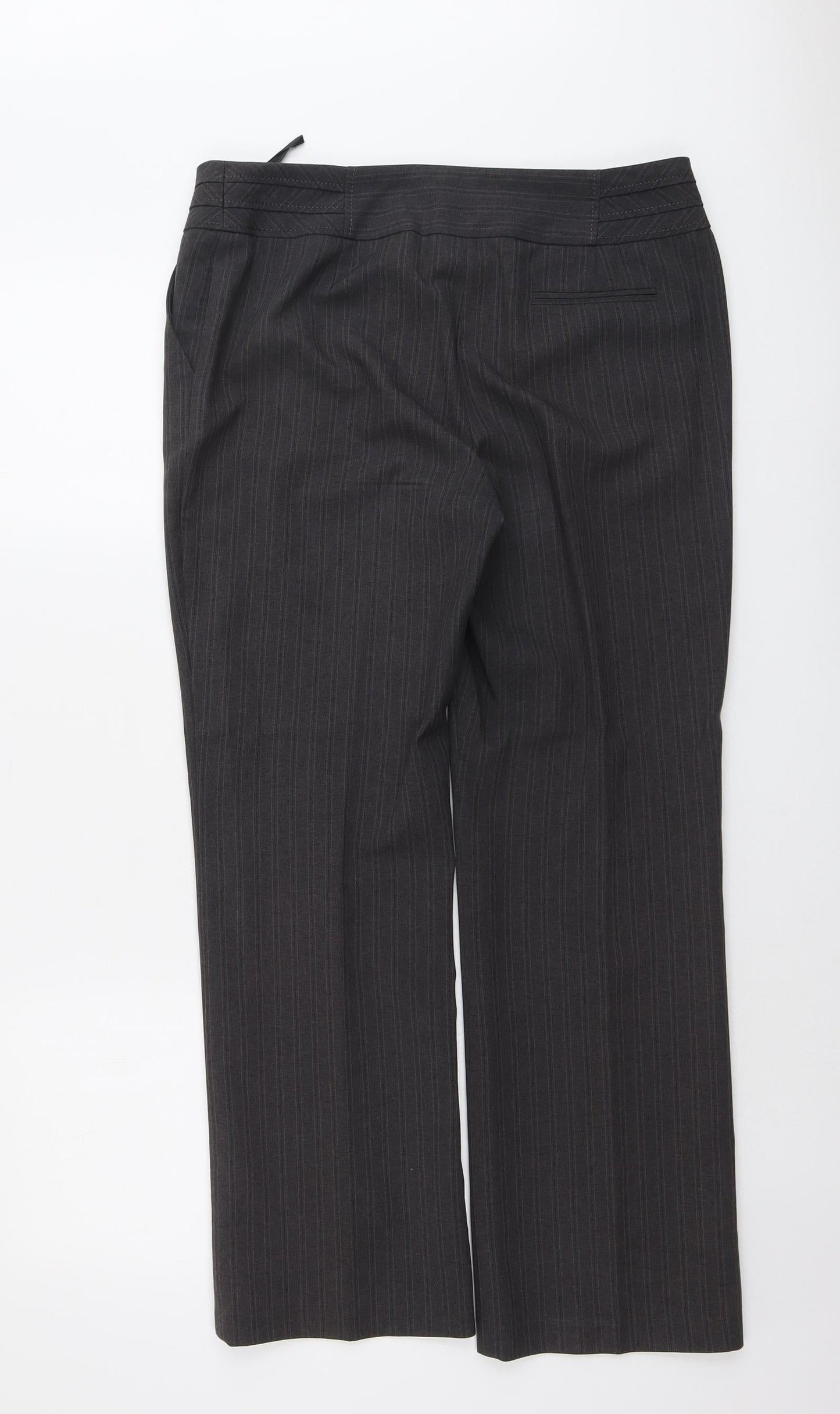 BHS Womens Grey Polyester Dress Pants Trousers Size 12 L29 in Regular Button