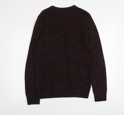 New Look Mens Red Round Neck Acrylic Pullover Jumper Size M Long Sleeve