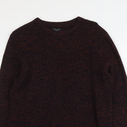 New Look Mens Red Round Neck Acrylic Pullover Jumper Size M Long Sleeve