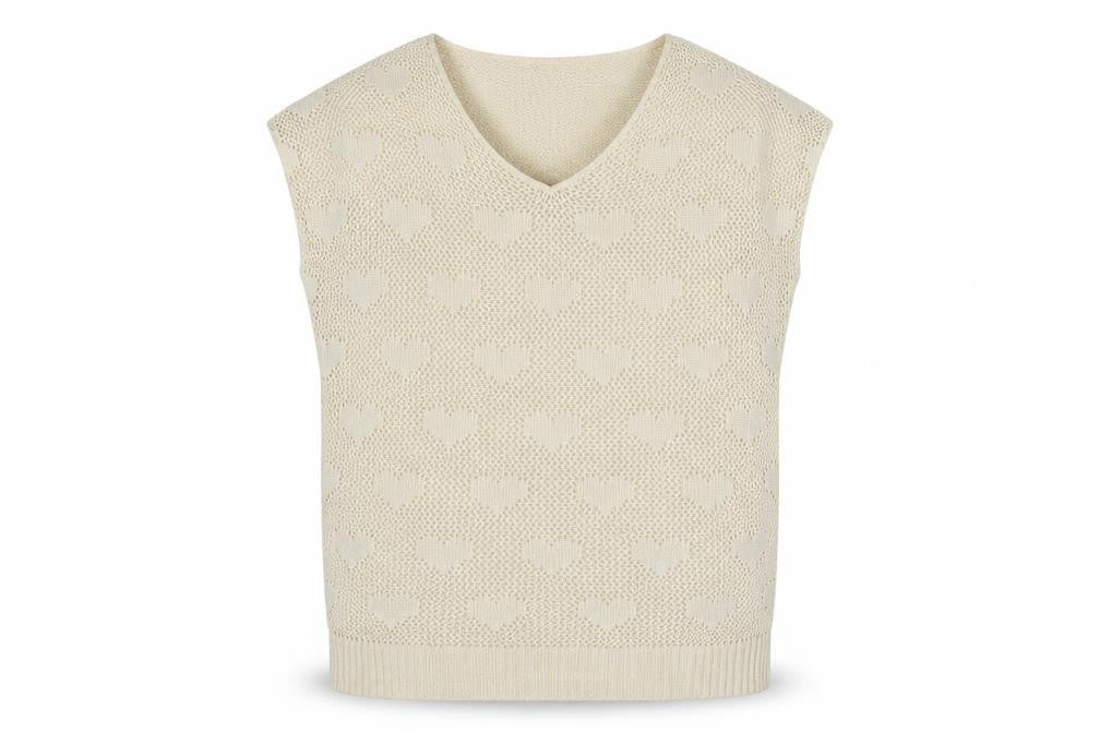 Anonymous Womens Beige V-Neck Acrylic Pullover Jumper Size 16 - Heart
