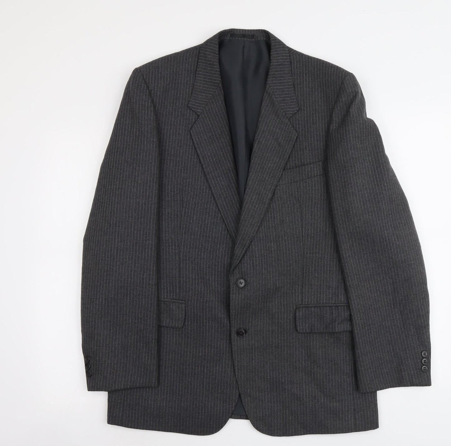 C&A Mens Grey Striped Polyester Jacket Suit Jacket Size M Regular