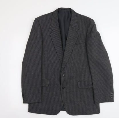 C&A Mens Grey Striped Polyester Jacket Suit Jacket Size M Regular