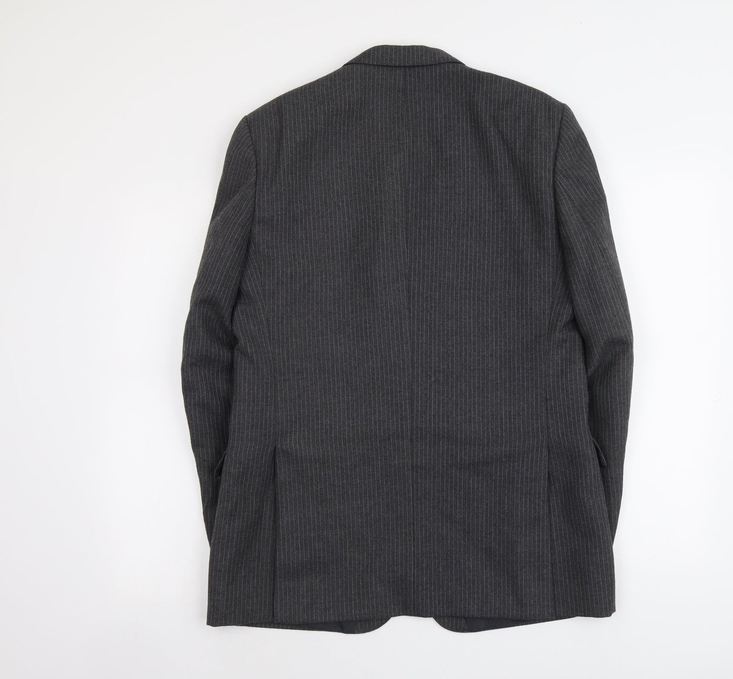 C&A Mens Grey Striped Polyester Jacket Suit Jacket Size M Regular