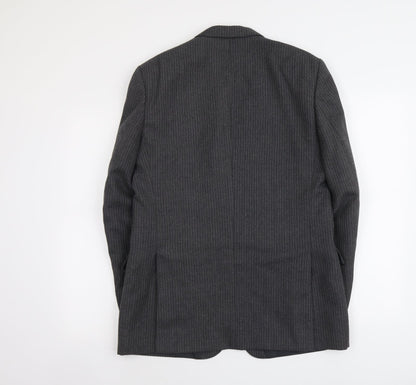 C&A Mens Grey Striped Polyester Jacket Suit Jacket Size M Regular