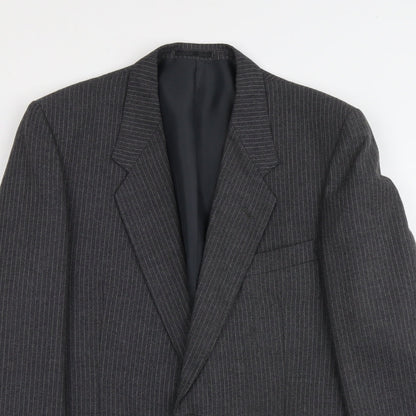 C&A Mens Grey Striped Polyester Jacket Suit Jacket Size M Regular