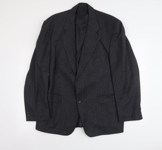 Burton Mens Grey Striped Wool Jacket Suit Jacket Size L Regular