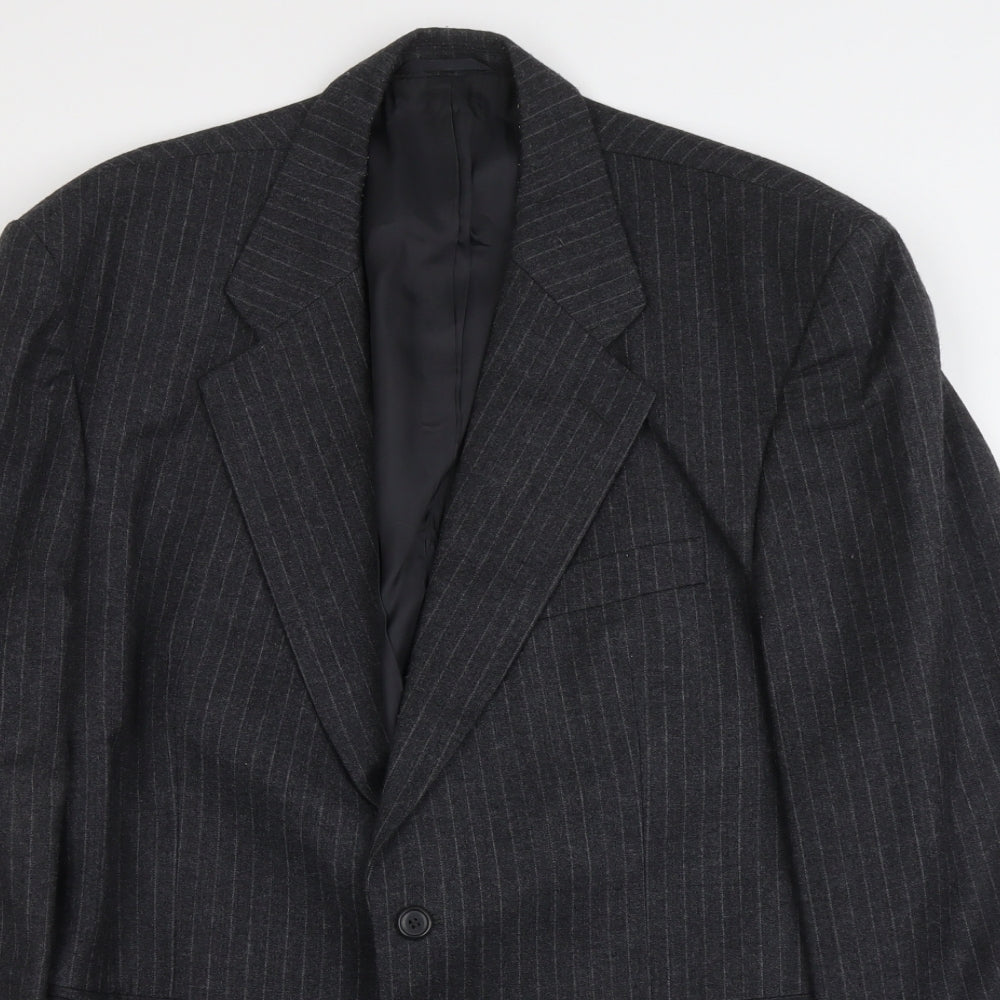 Burton Mens Grey Striped Wool Jacket Suit Jacket Size L Regular