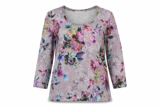 Chianti Womens Pink Round Neck Floral Polyester Pullover Jumper Size 10