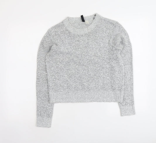 H&M Womens Grey Round Neck Acrylic Pullover Jumper Size M