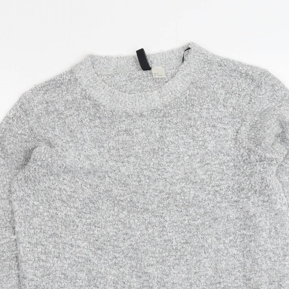 H&M Womens Grey Round Neck Acrylic Pullover Jumper Size M