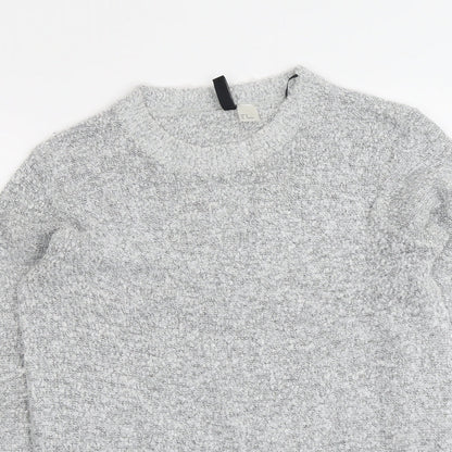H&M Womens Grey Round Neck Acrylic Pullover Jumper Size M