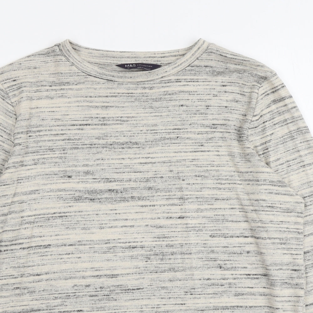 Marks and Spencer Womens Beige Round Neck Polyester Pullover Jumper Size 12