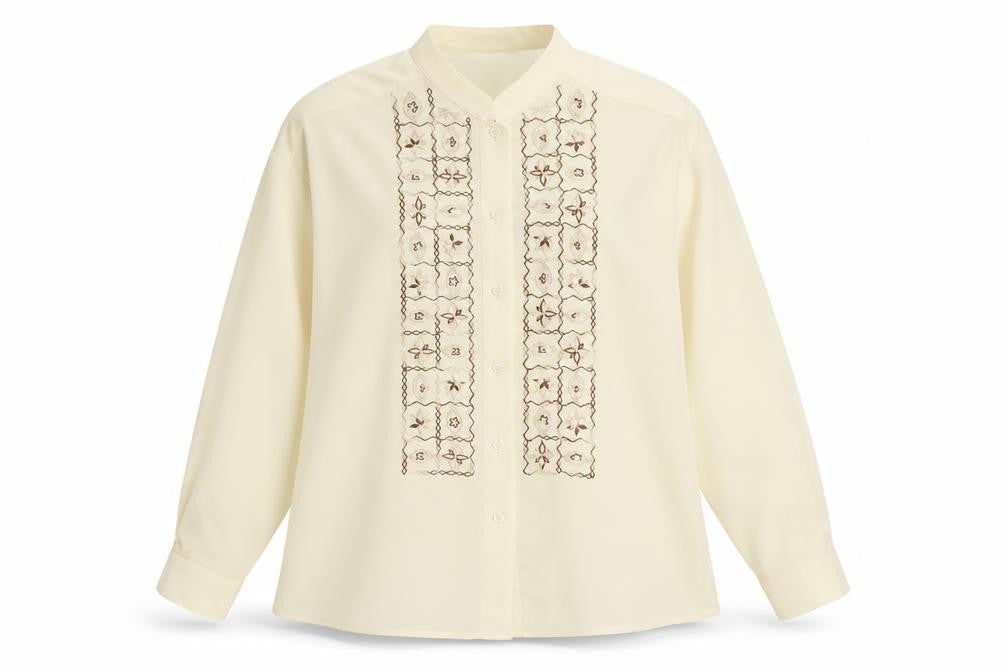 Windsmor Womens Ivory Geometric Polyester Basic Button-Up Size 16 V-Neck