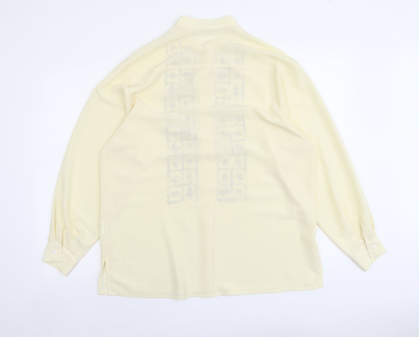 Windsmor Womens Ivory Geometric Polyester Basic Button-Up Size 16 V-Neck