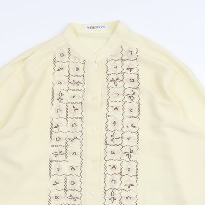 Windsmor Womens Ivory Geometric Polyester Basic Button-Up Size 16 V-Neck