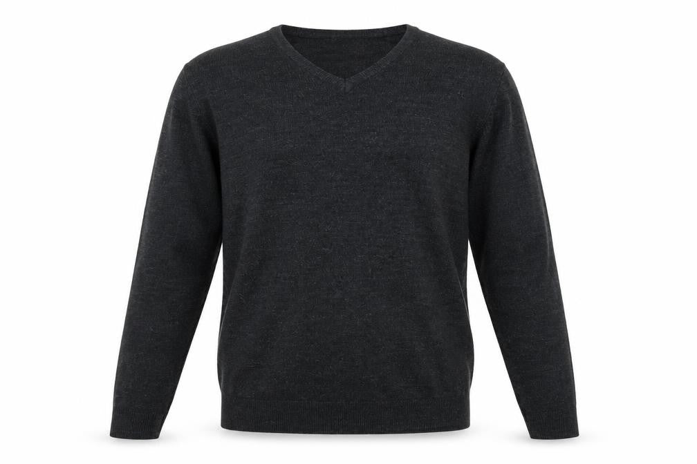Marks & Spencer Mens Grey V-Neck Acrylic Pullover Jumper Size L Long Sleeve