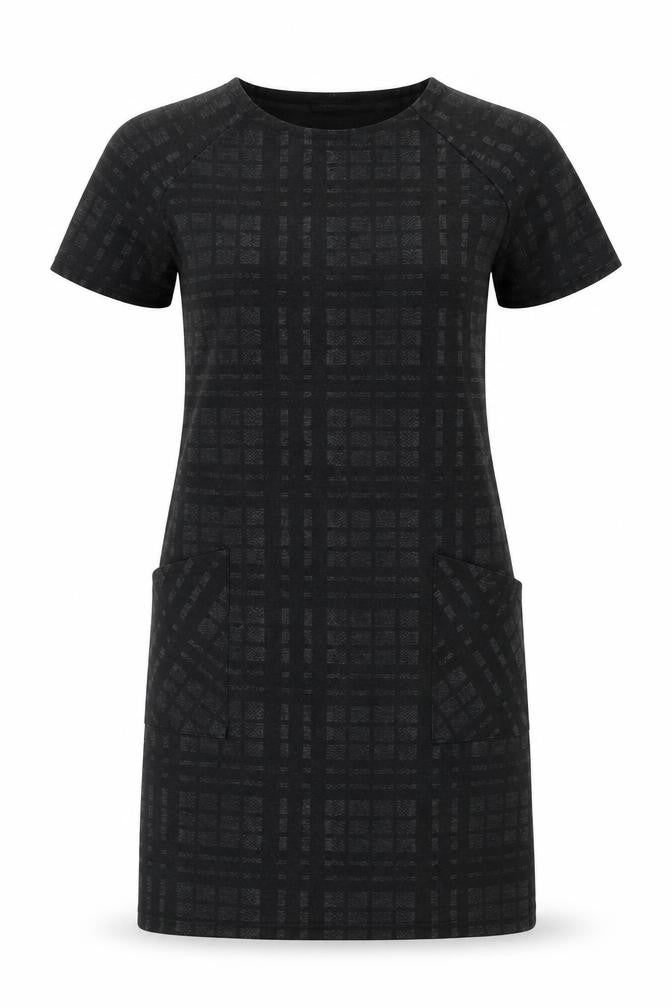 Select Womens Grey Plaid Polyester A-Line Size 6 Round Neck Pullover