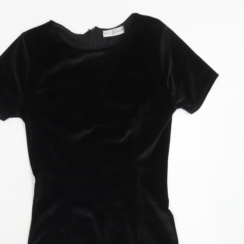 Rare London Womens Black Polyester A-Line Size 8 Round Neck Zip