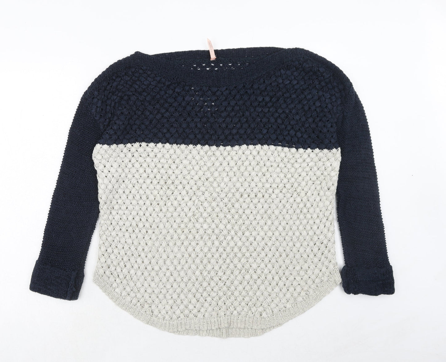 Sweewe Womens Blue Boat Neck Acrylic Pullover Jumper Size M
