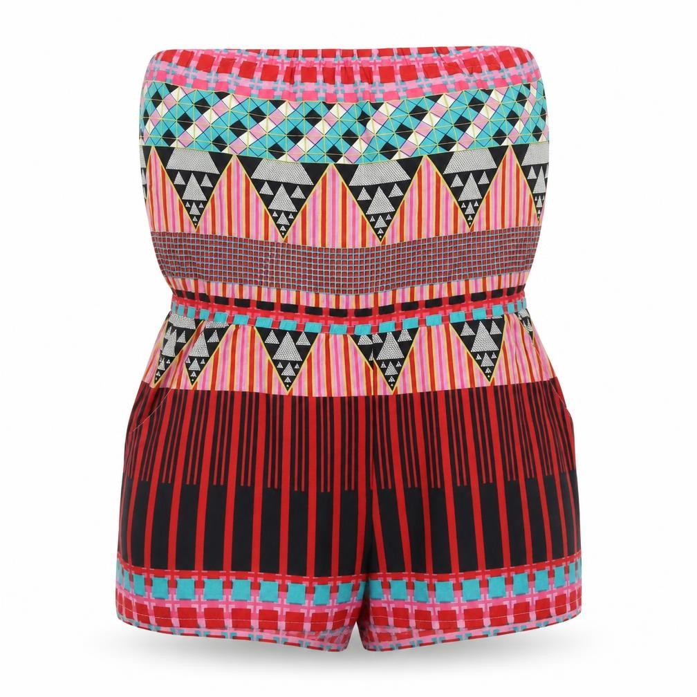 Topshop Womens Multicoloured Geometric Polyester Playsuit One-Piece Size M Pullover