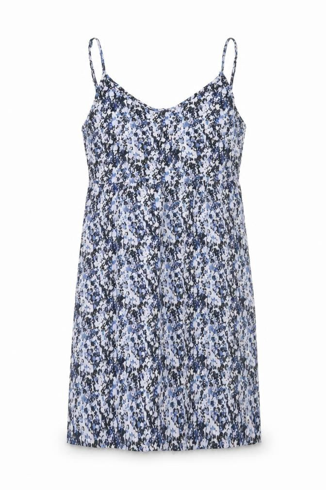 H&M Womens Blue Geometric Viscose Tank Dress Size 8 V-Neck Pullover