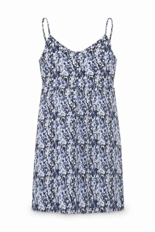 H&M Womens Blue Geometric Viscose Tank Dress Size 8 V-Neck Pullover