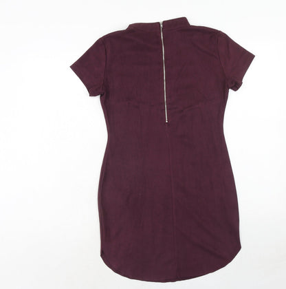 AX Paris Womens Purple Polyester A-Line Size 12 Round Neck Zip