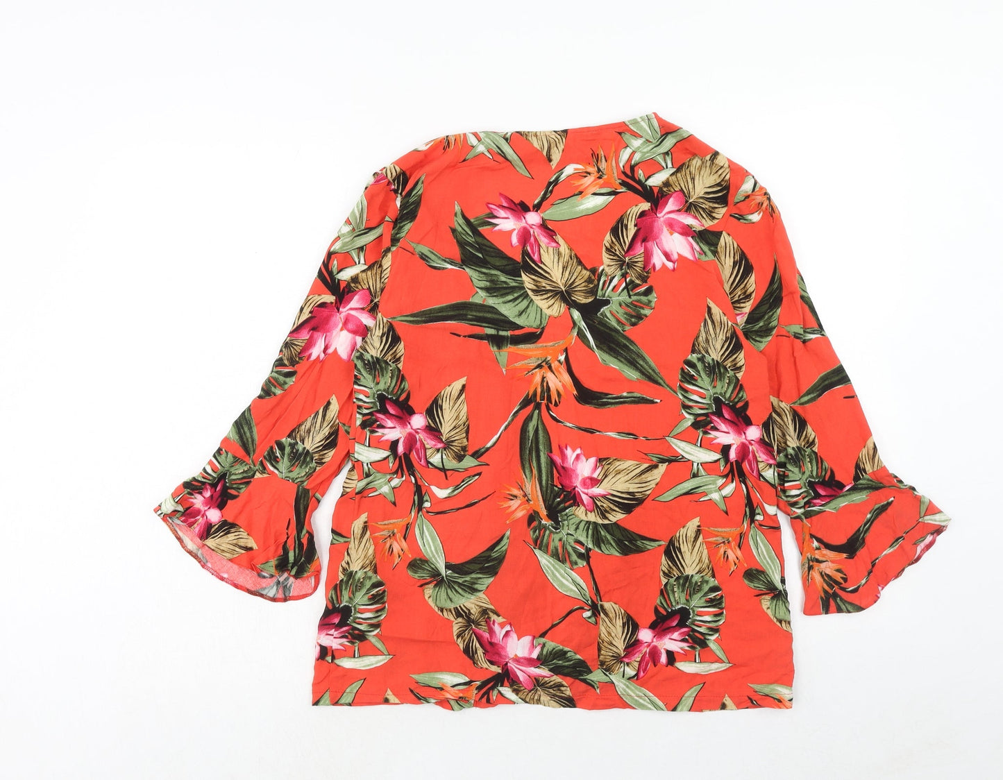 Dorothy Perkins Womens Red Floral Viscose Kimono Blouse Size 8 V-Neck