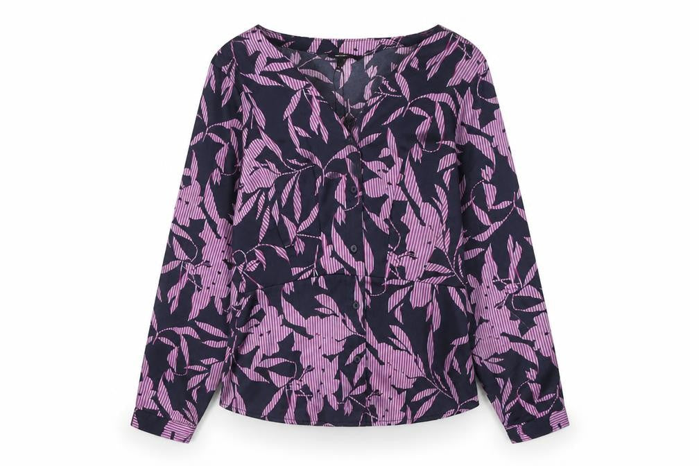 VERO MODA Womens Purple Geometric Polyester Basic Button-Up Size XS V-Neck