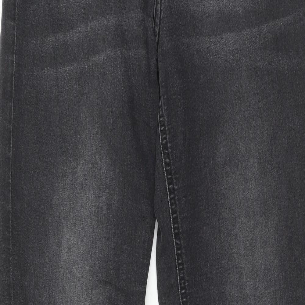 H&M Womens Black Cotton Straight Jeans Size 8 Regular Zip
