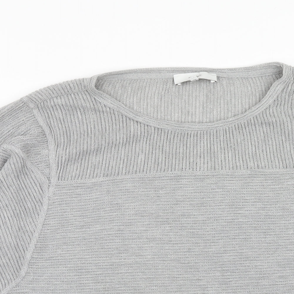 NEXT Womens Grey Round Neck Polyester Pullover Jumper Size 16