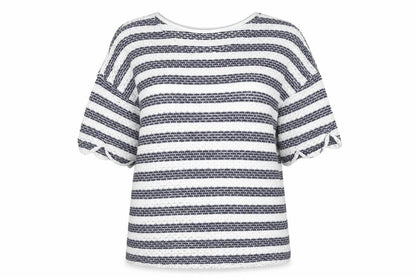 Dorothy Perkins Womens White Round Neck Striped Polyester Pullover Jumper Size 16